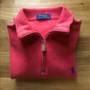 Classic Quarter Zip Cotton Pullover in Coral